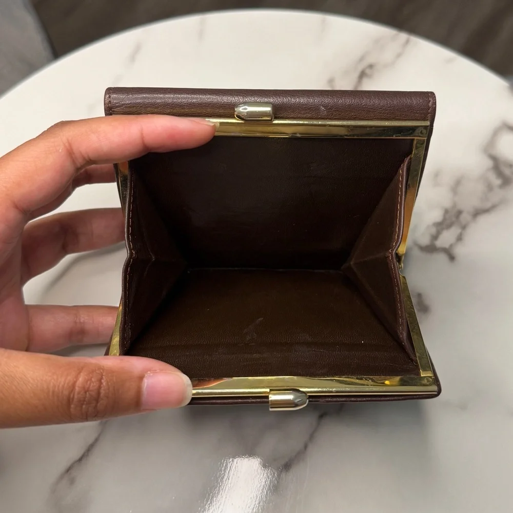 Vintage Christian Dior Brown Leather Kisslock Wallet - Picture 5 of 8
